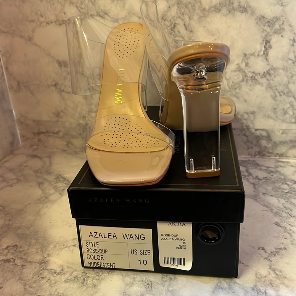 Brand new in box and never worn Azalea Nude Patent heels